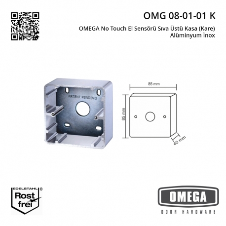 OMEGA No Touch El Sensörü Sıva Üstü Kasa (Kare) Alüminyum İnox