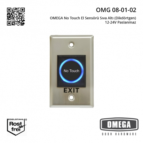 OMEGA No Touch El Sensörü Sıva Altı (Dikdörtgen) 12-24V Paslanmaz