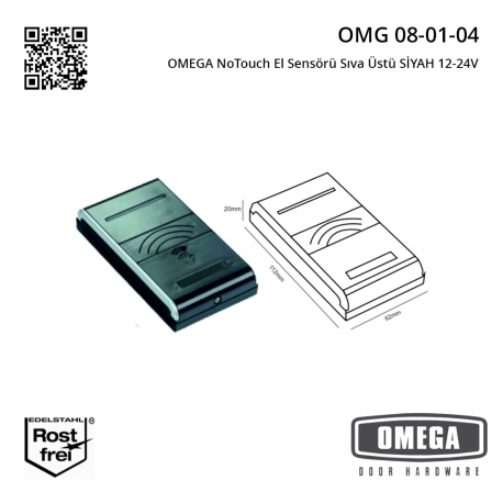 OMEGA NoTouch El Sensörü Sıva Üstü  SİYAH 12-24V