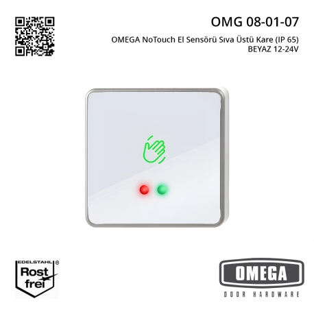 OMEGA NoTouch El Sensörü Sıva Üstü Kare (IP 65) BEYAZ 12-24V