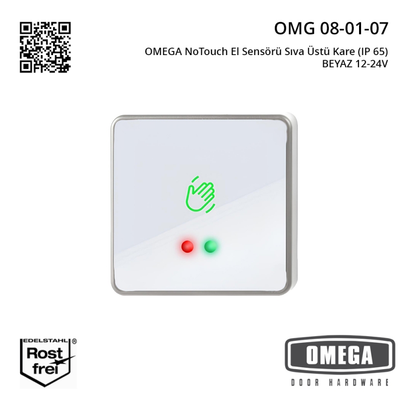 OMEGA NoTouch El Sensörü Sıva Üstü Kare (IP 65) BEYAZ 12-24V