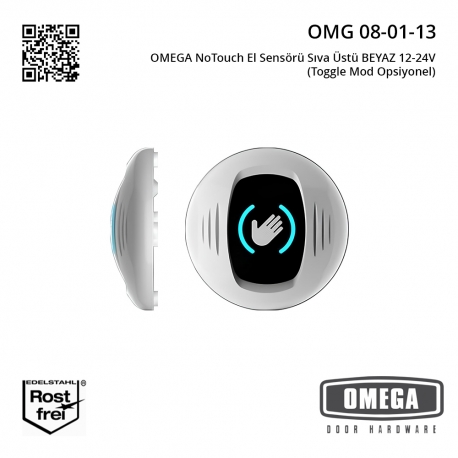 OMEGA NoTouch El Sensörü Sıva Üstü BEYAZ 12-24V (Toggle Mod Opsiyonel)