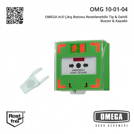 OMEGA Acil Çıkış Butonu Resetlenebilir Tip & Dahili Buzzer & Kapaklı