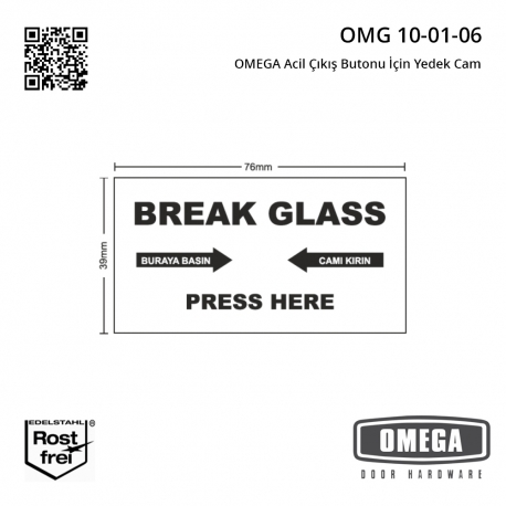 OMEGA Acil Çıkış Butonu İçin Yedek Cam