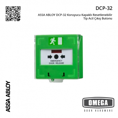 ASSA ABLOY DCP-32 Koruyucu Kapaklı Resetlenebilir Tip Acil Çıkış Butonu