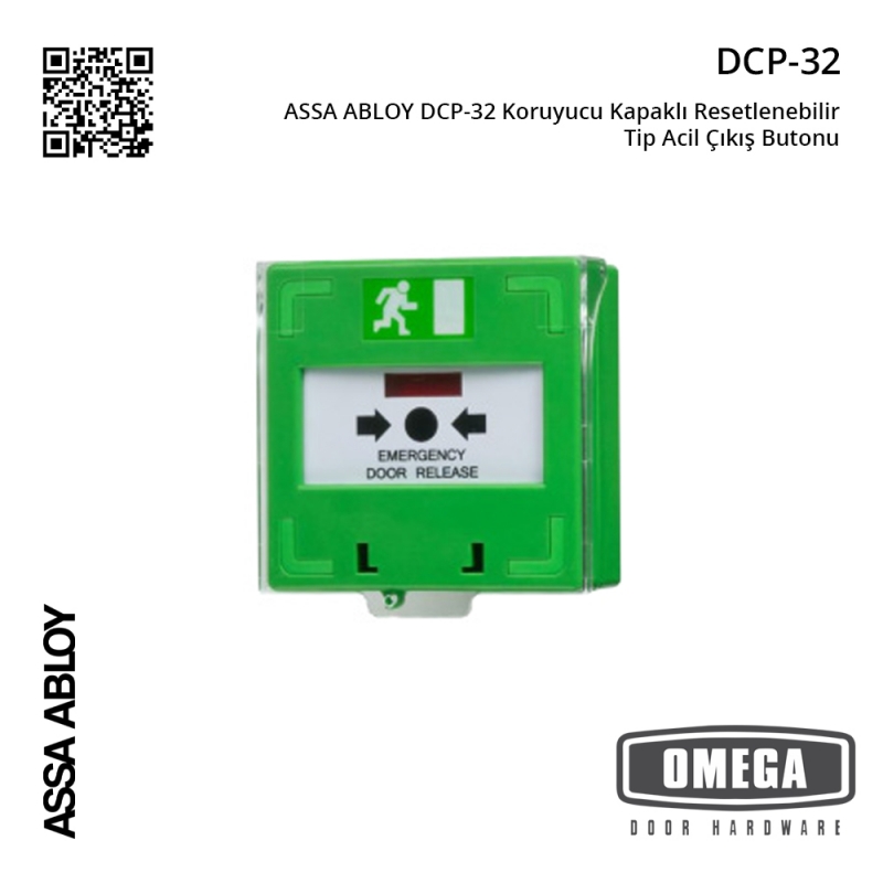 ASSA ABLOY DCP-32 Koruyucu Kapaklı Resetlenebilir Tip Acil Çıkış Butonu