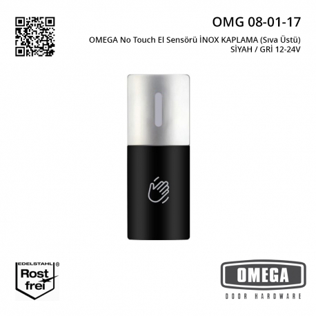 OMEGA No Touch El Sensörü İNOX KAPLAMA (Sıva Üstü) SİYAH / GRİ 12-24V