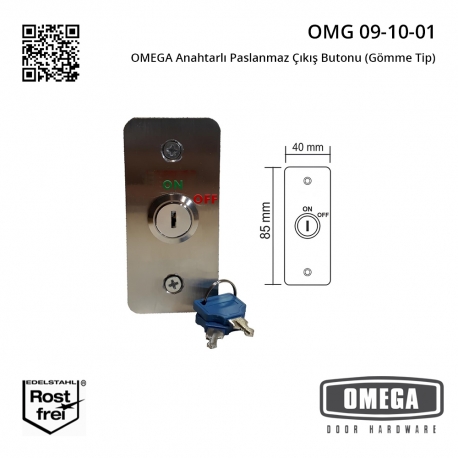 OMEGA Anahtarlı Paslanmaz Çıkış Butonu (Gömme Tip)