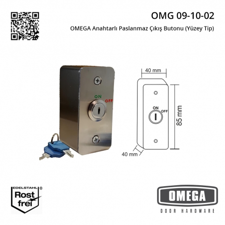 OMEGA Anahtarlı Paslanmaz Çıkış Butonu (Yüzey Tip)