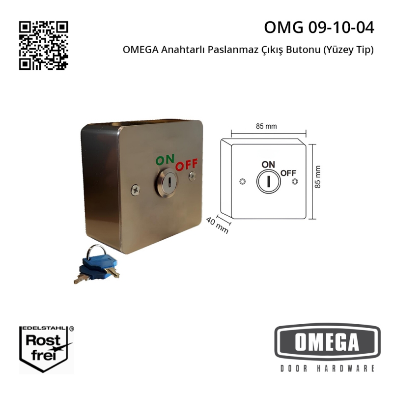 OMEGA Anahtarlı Paslanmaz Çıkış Butonu (Yüzey Tip)