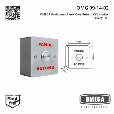 OMEGA Paslanmaz Panik Çıkış Butonu Çift Kontak (Yüzey Tip)