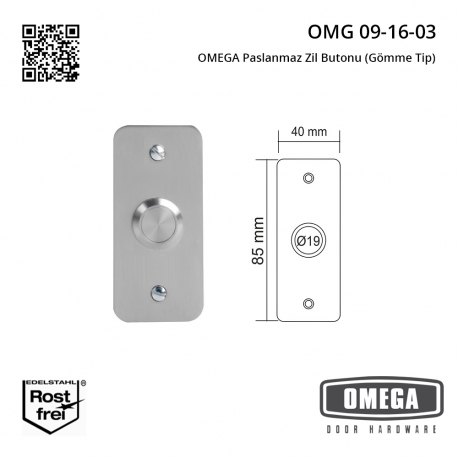 OMEGA Paslanmaz Zil Butonu (Gömme Tip)