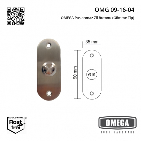 OMEGA Paslanmaz Zil Butonu (Gömme Tip)