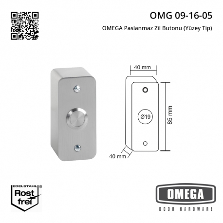 OMEGA Paslanmaz Zil Butonu (Yüzey Tip)