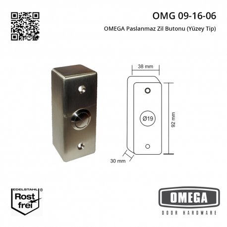 OMEGA Paslanmaz Zil Butonu (Yüzey Tip)