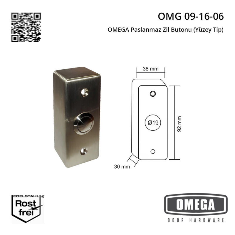 OMEGA Paslanmaz Zil Butonu (Yüzey Tip)