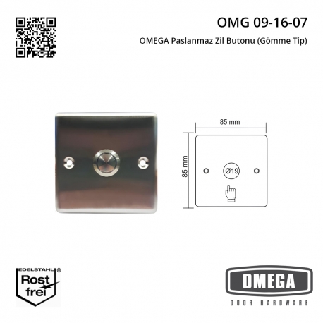 OMEGA Paslanmaz Zil Butonu (Gömme Tip)